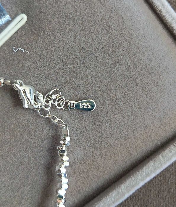 Pulseira quebrada em prata de lei S925 com água-marinha natural