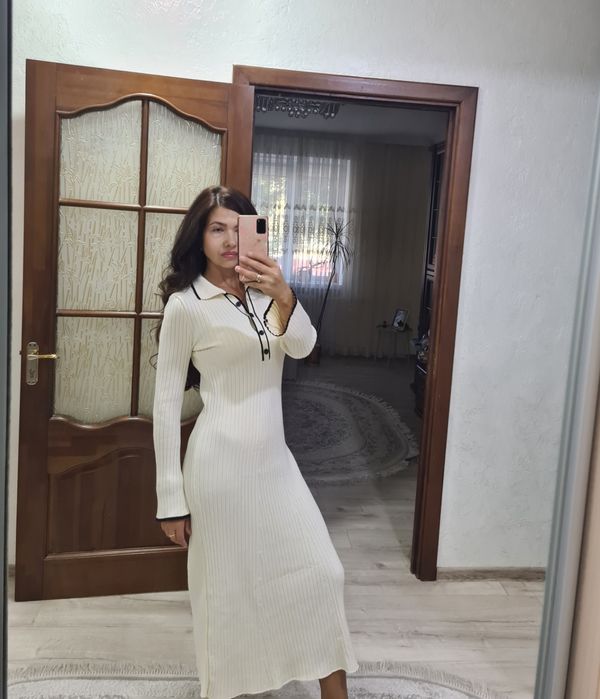 Сукня поло з довгим рукавом,Polo,Сандро,вязана,тепла,максі,зимова,міді