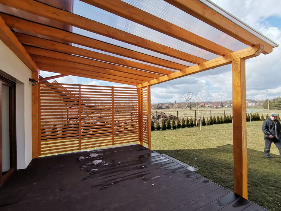 Pergola, taras, zadaszenie, poliwęglan komorowy