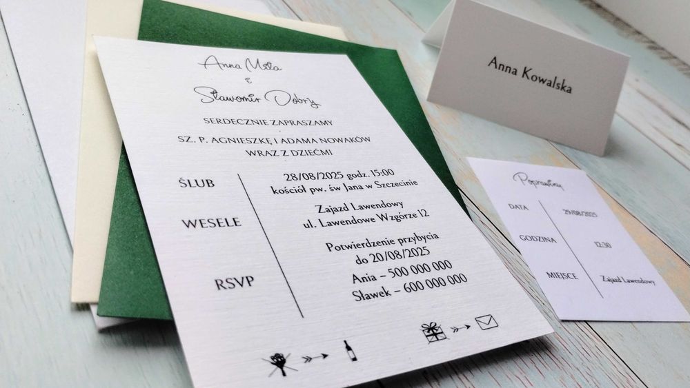 Zaproszenie ślubne proste minimalistyczne