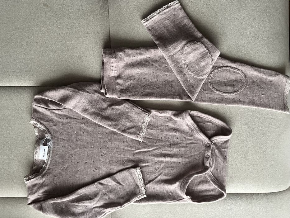 Wełniany komplet Name It 86 merino body i legginsy