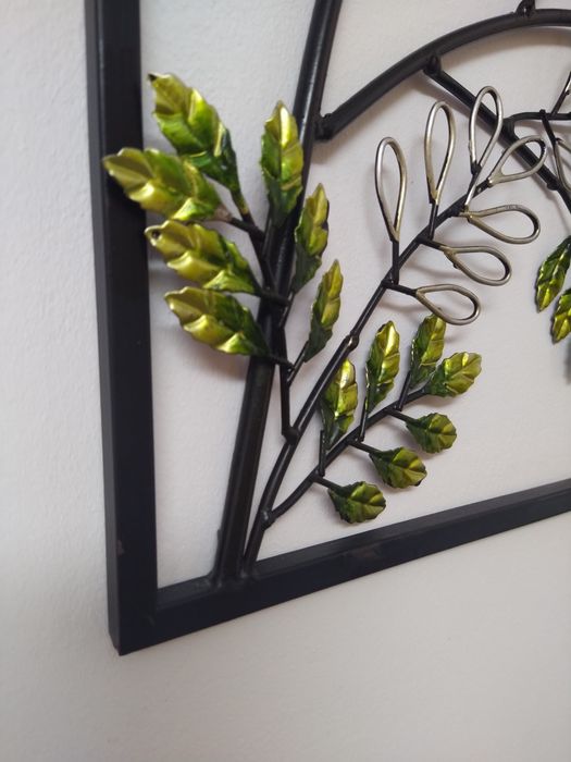 Quadro Moldura Ferragem Decoração com folhas árvore casa apartamento.