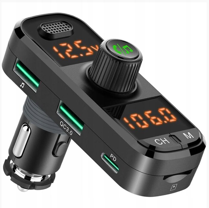 Nadajnik Bluetooth Fm Do Samochodu, Pd3.0 + Qc3.0 + Ładowarka