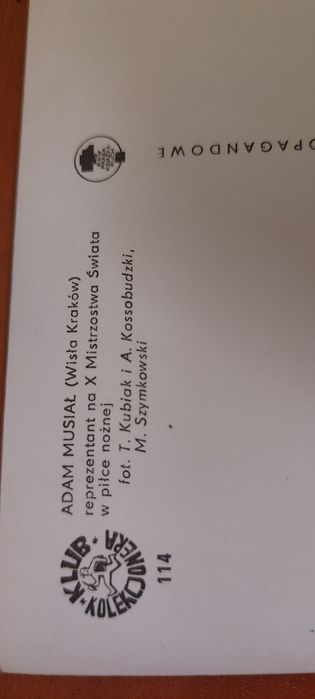 Pocztówka Adam Musiał 1974r klub kolekcjonera nr 114