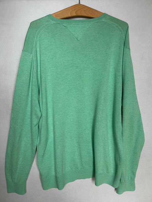 Tommy Hilfiger _ Miętowy lekki sweter w serek XXL _ cotton & silk
