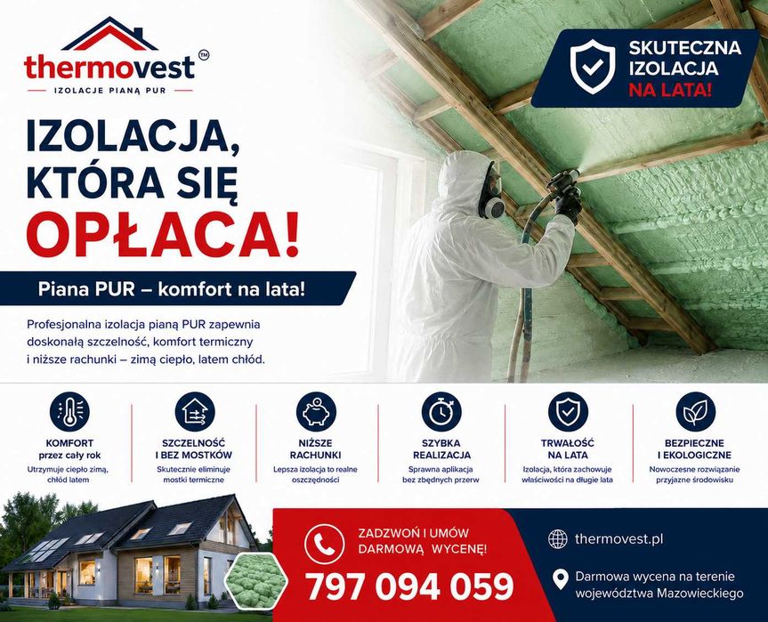thermovest | Izolacje Pianą PUR dla Domów i Firm | Darmowy Pomiar