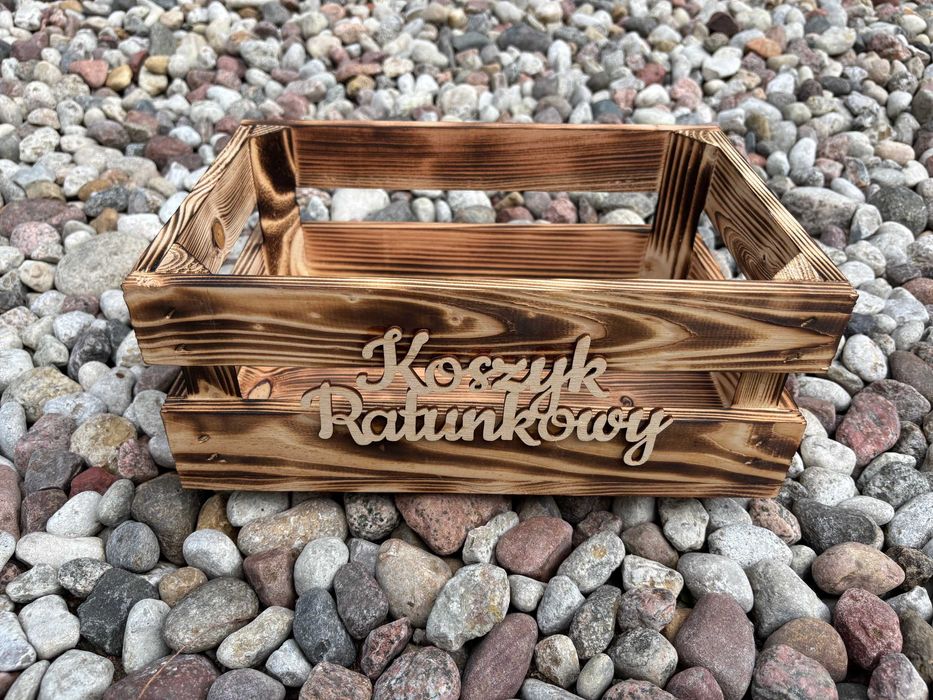 Koszyk ratunkowy drewniany opalane drewno na wesele ślub 1 sztuka