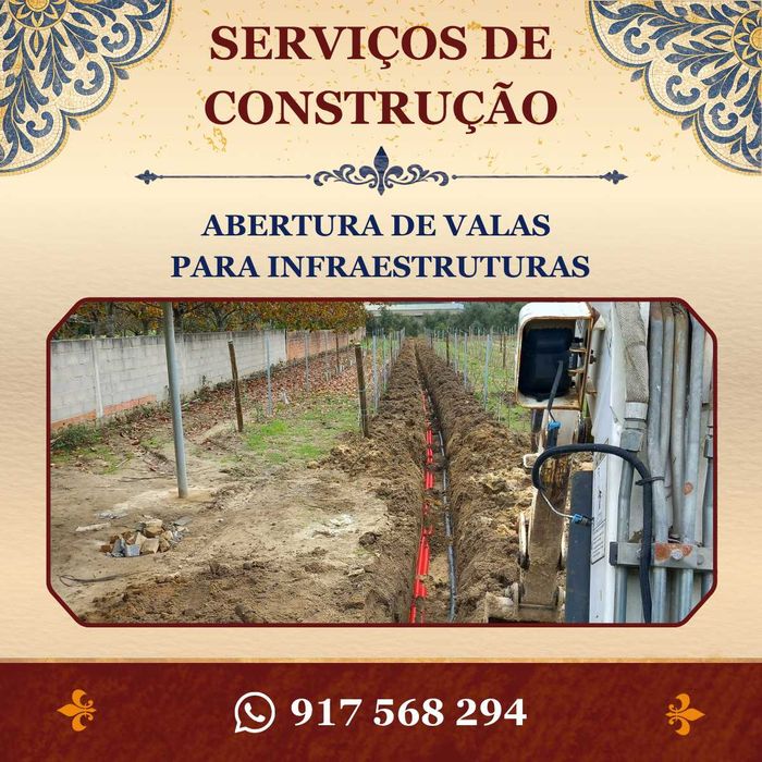 Trabalhos de mini-escavadora/giratória e construção