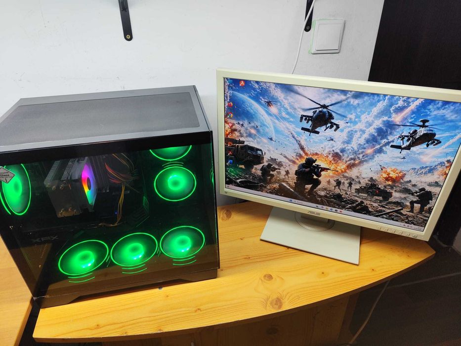 Gamingowy komputer (akwarium) M.2 NVMe, dyski 2.5TB, 10 rdzeni, grafika 8GB, 48GB RAM+ewentualnie monitor i akcesoria