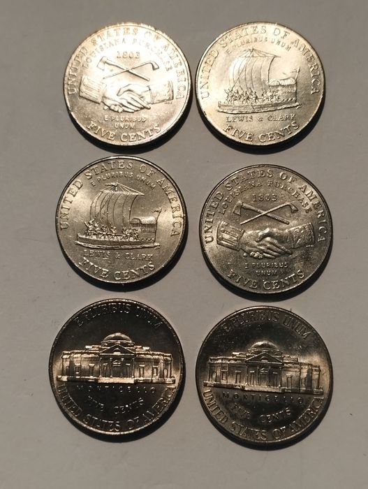 Moedas de 5 Cents Estados Unidos América