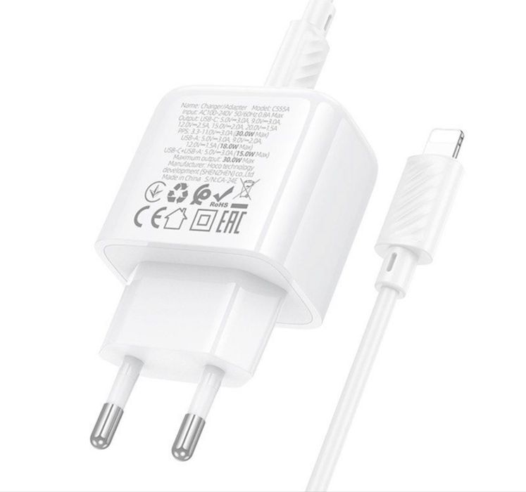Швидка Зарядка iPhone 30W USB + Type-C / Hoco CS55A Type-C—Lligtning