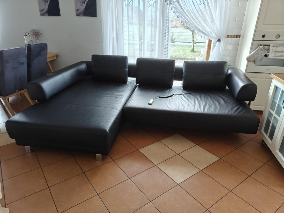 Narożnik skórzany elektrycznie rozsuwany. Ewald Schillig Face. Relax