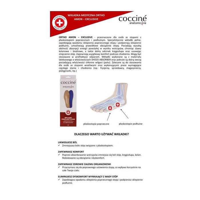 r. 39-40 - wkładki do butów medyczne coccine ortho amon