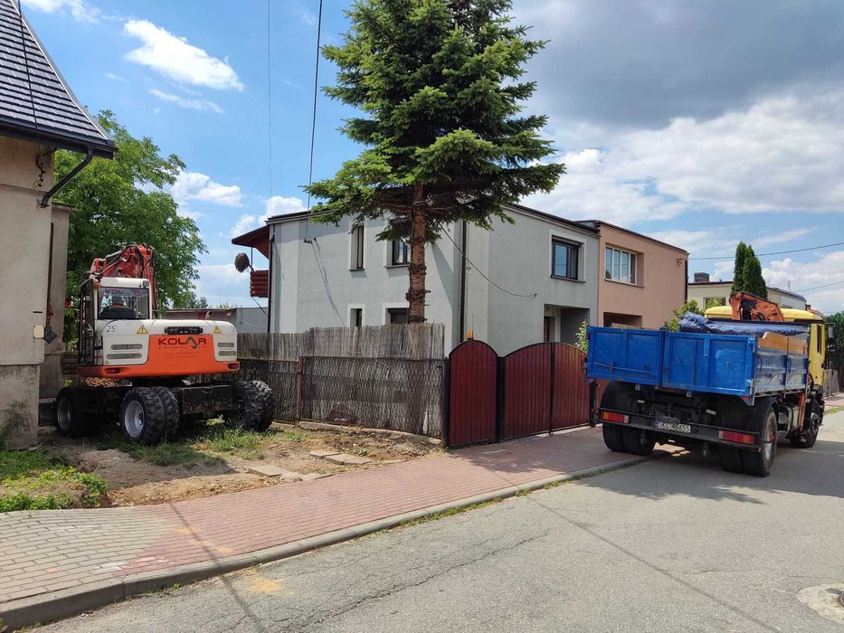 Prace ziemne, usługi koparkami i koparko-ładowarkami.