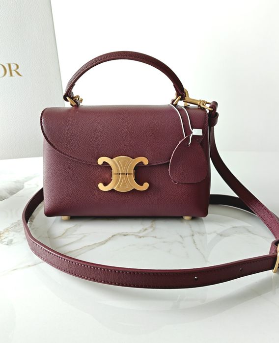 Nowa bordowa torebka ze skóry naturalnej Celine