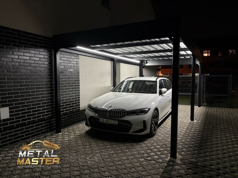 Carport Wiata 3x6 GRUBA Stalowa Producent Świdnica /LED/ Ocynk
