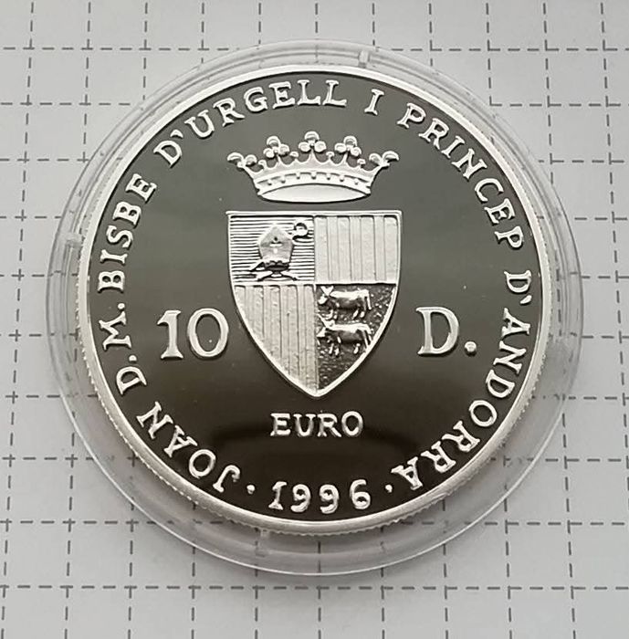 Андорра 10 дінерів 1996р. СРІБЛО. ПРУФ. 25р. - Єпископство Хоана Марті