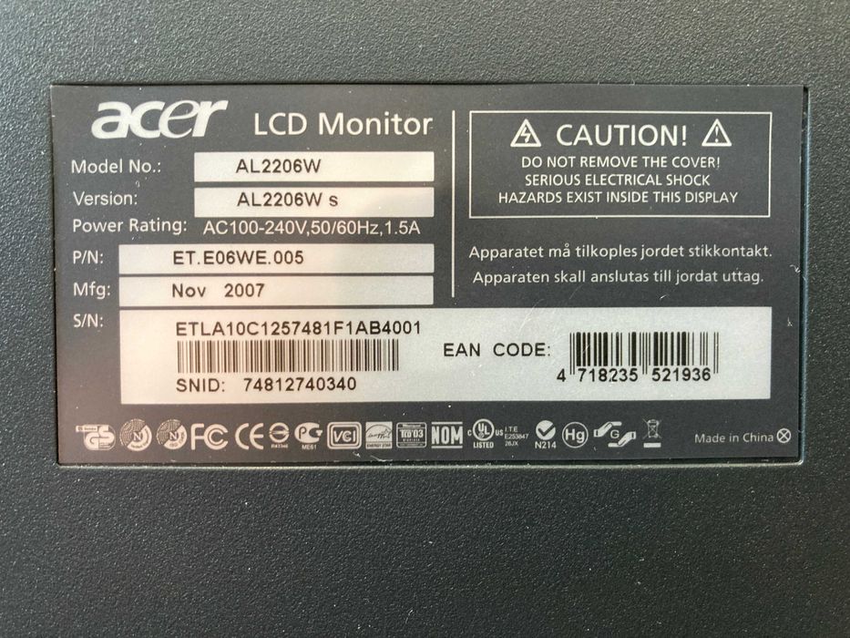 Monitor Acer Al2206W