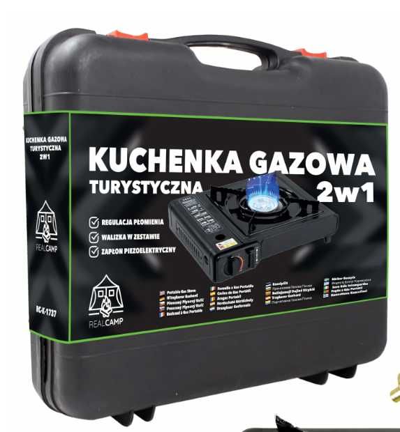 Kuchenka Gazowa Turystyczna 2w1 + Walizka + Kartusz GRATIS | 2500W