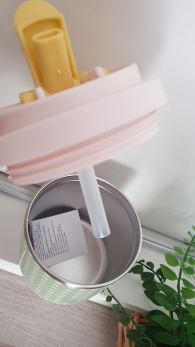 Kubek termiczny szczelny z rurką i słomką  termos bidon 300 ml.