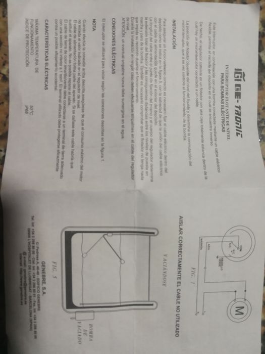 Bóia - interruptor de nivel para bomba