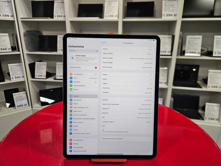 Jak Nowy Tablet Apple iPad Pro 12,9" Gen 5 M1 256GB WiFi SIM Faktura