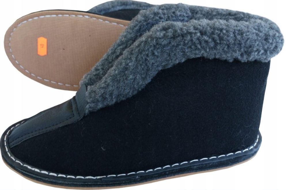 Bambosze męskie filcowe łapcie 46 rozmiar kapcie wysokie ciepłe