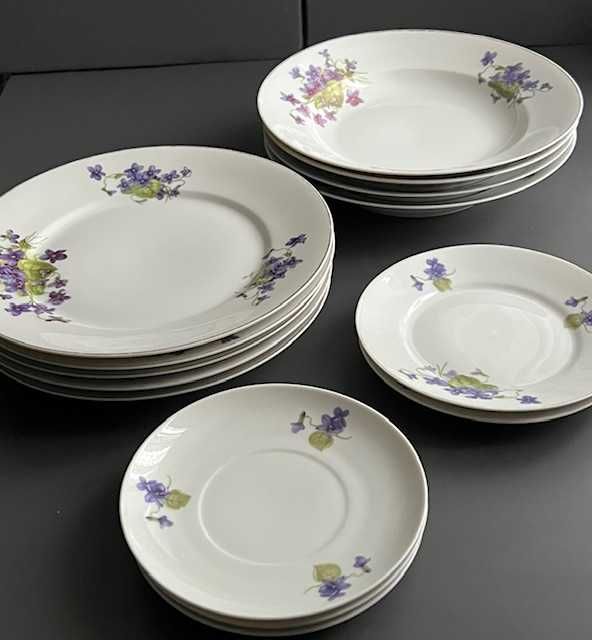 Ćmielów Lwów Fiołki Vintage lata 30-te Talerze