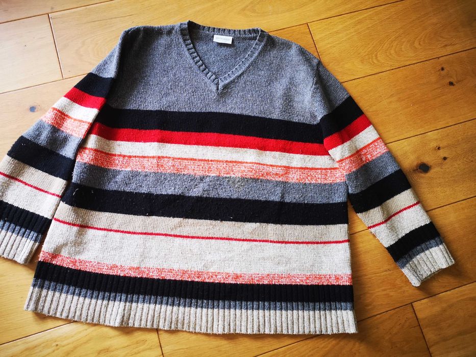Canda at C&A sweter wełniany w paski r. 48/50/ XL