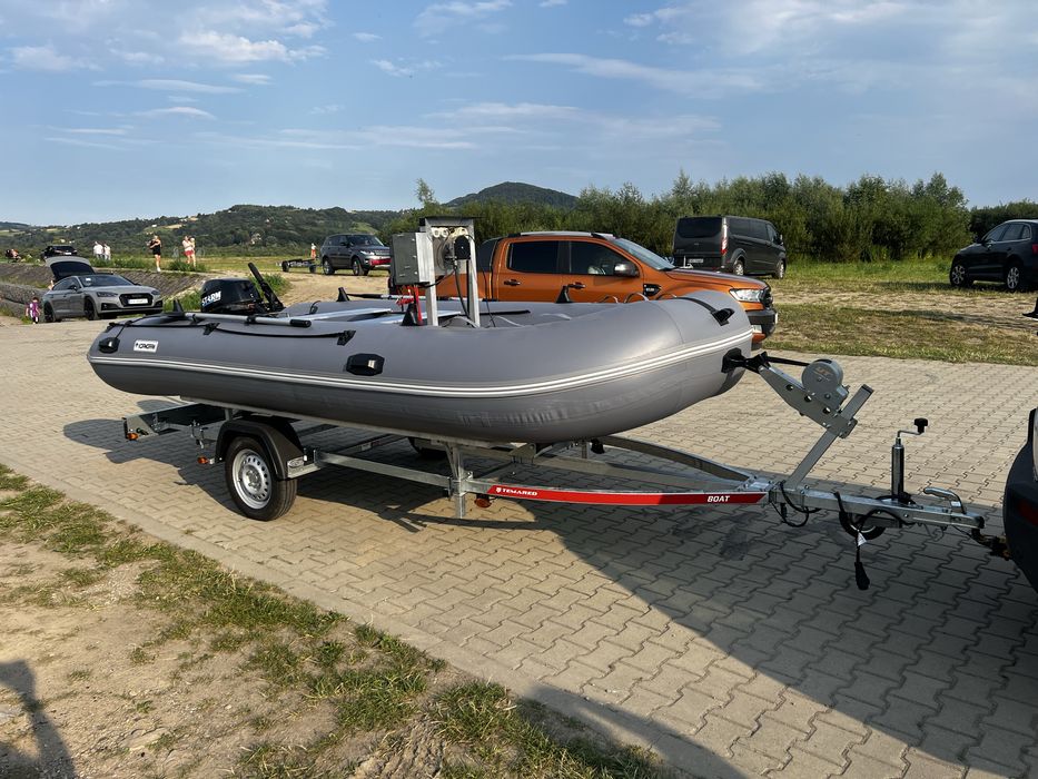 Nowy zestaw Łódź pneumatyczna Ponton 450D silnik 4T 25km przyczepka