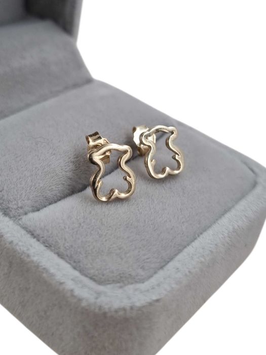 Drobne złote kolczyki misie – 1,34 g – p585