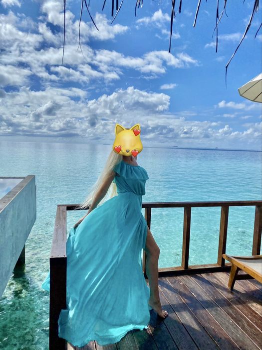 Шифонова сукня кольору Мальдів. Бірюзова сукня в пол. Голубое платье