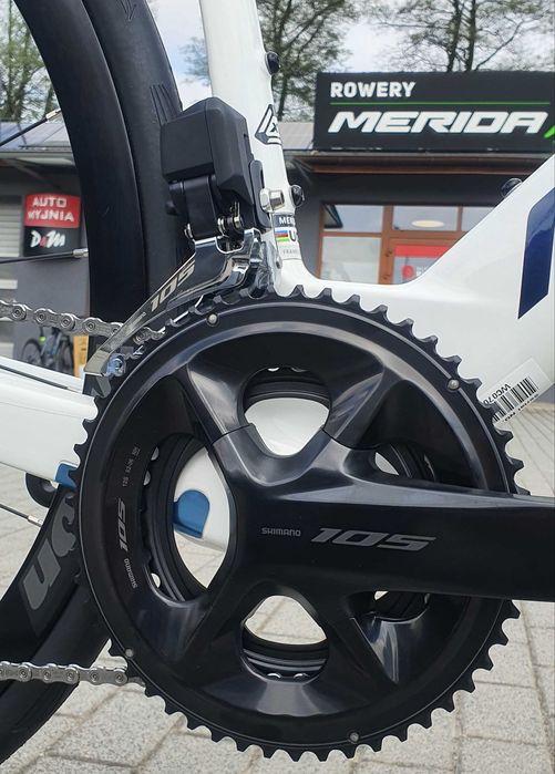 Rower szosowy aero Merida REACTO 5000 - kolekcja 2027 ! L (56 cm) Shimano 105  Di2 NOWOŚĆ kolor PEARL/BLUE (TEAL) NOWA cena