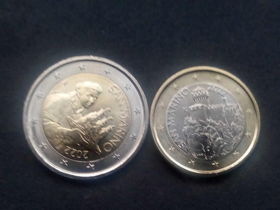 2 MOEDAS  1 de 2€+ 1 de1€ 2022 SAN MARINO, NOVAS DE ROLO