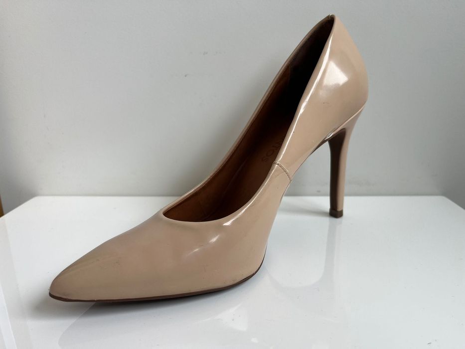 Scarpin Loucos & Santos Verniz Nude/Rosa - Salto 10cm - Tam 37 (Pouco Usado)