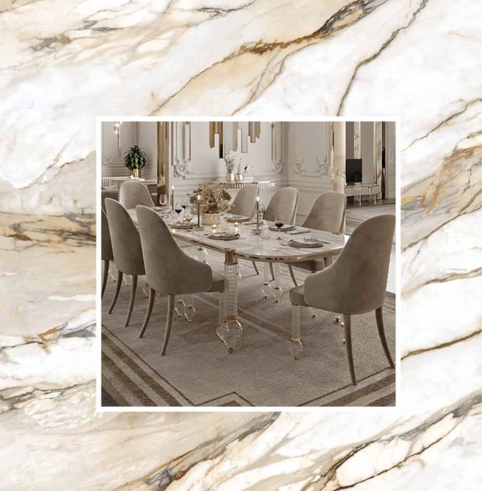 Stół + 6 krzeseł Crystalia