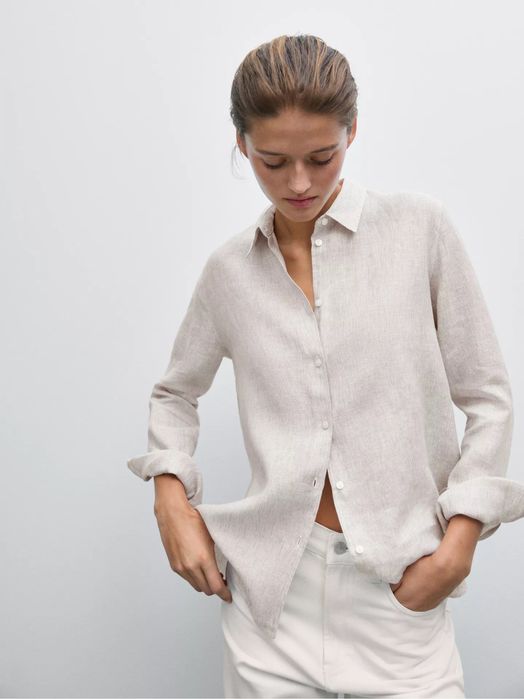 Рубашка Massimo Dutti из 100% льна сорочка Massimo Dutti лляна