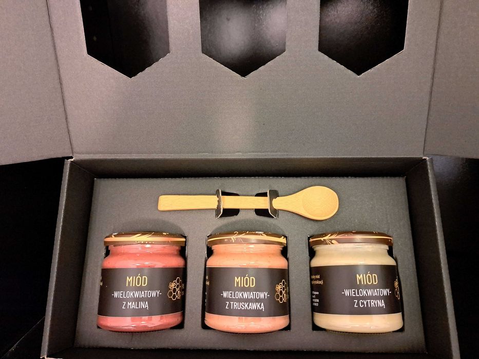 Prezent, miód z własnej pasieki, wielokwiatowy, owocowy