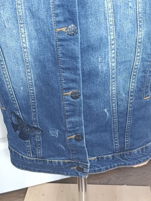 Długa kurtka jeansowa niebieska oversize S/36