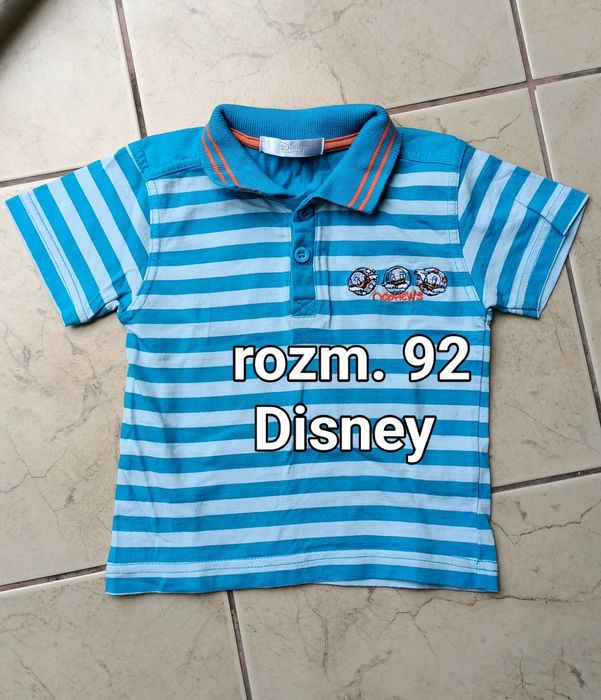 Niebieska koszulka polo w paski Disney rozm. 92