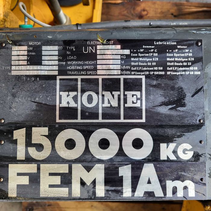 Elektrowciąg Suwnica Wciągarka KONE 15 t