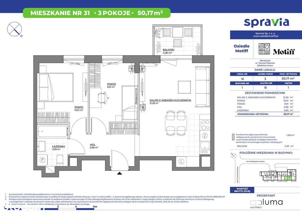 3-pokojowe mieszkanie 50m2 + balkon