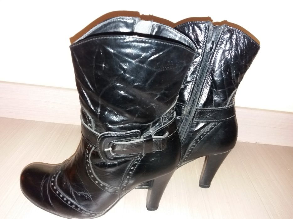 Sprzedam ładne buty DAMSKIE KOZACZKI SKÓRZANE CZARNE, rozm. 37