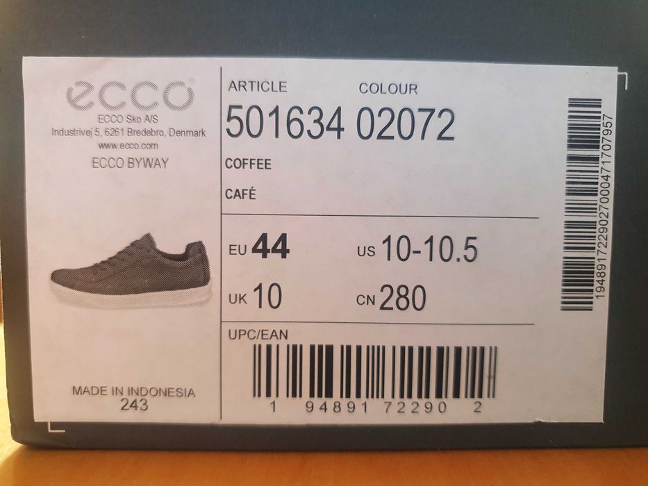 Buty męskie skórzane brązowe sneakersy Ecco Byway 44 EU  28 CM