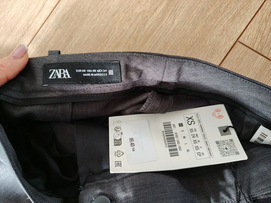Zara klasyczne szare spodnie szerokie. XS nowe