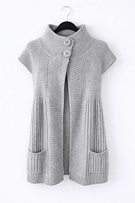 Luksusowy Sweterkowy bezrękawnik kamizelka z wełną alpaką L XL kardigan długi sweter z kieszeniami
