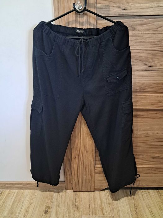 Spodnie damskie, lniane, len, bojówki, r. L/XL