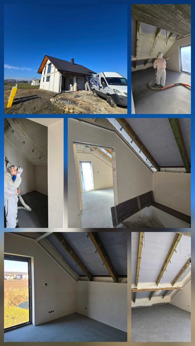 Ocieplenia poddaszy, dachów  - pianka PUR i wdmuch granulatów ŚLĄSK