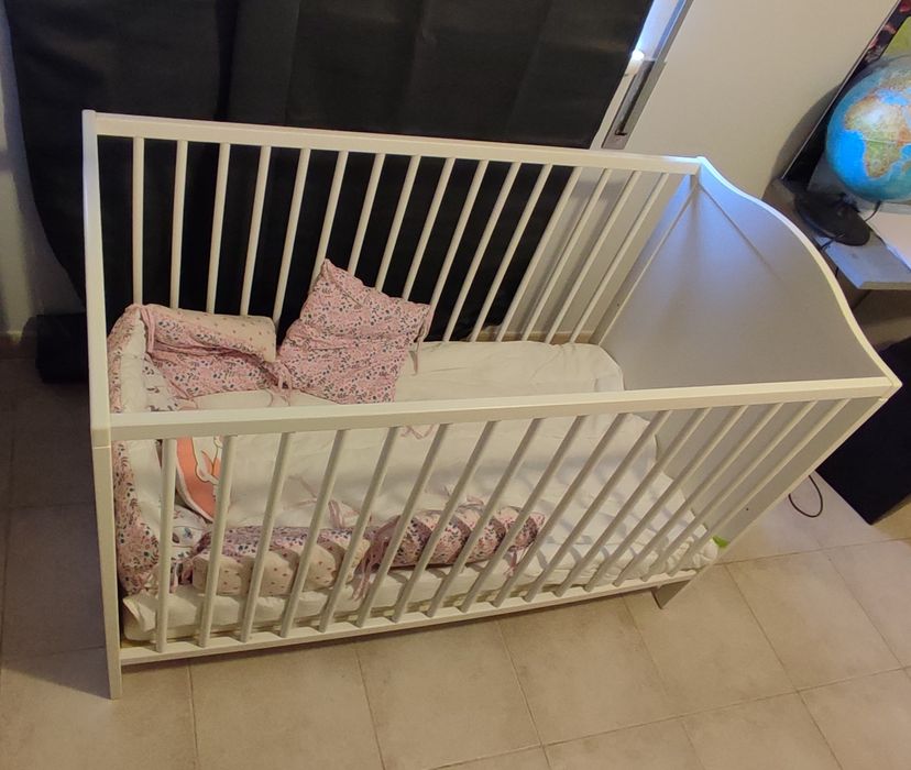 Berço, branco, 60x120 cm SUNDVIK Ikea com colchão novo incluído