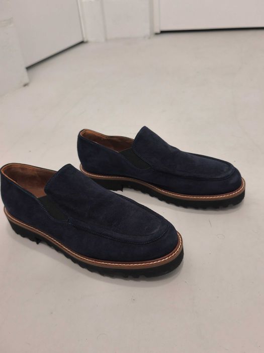 Loafers Via Mercanti em Camurça Azul (Tam. 41) — Como Novos